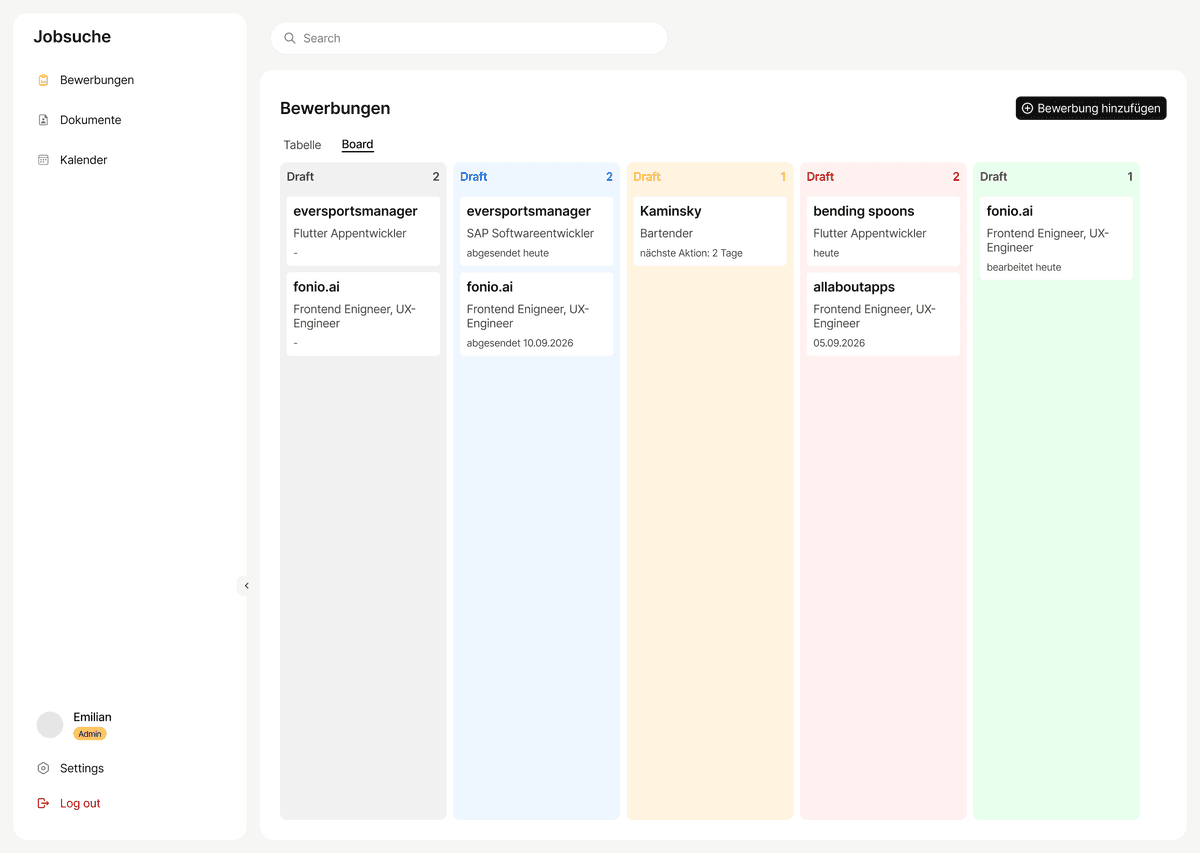 JobTracker screen 1