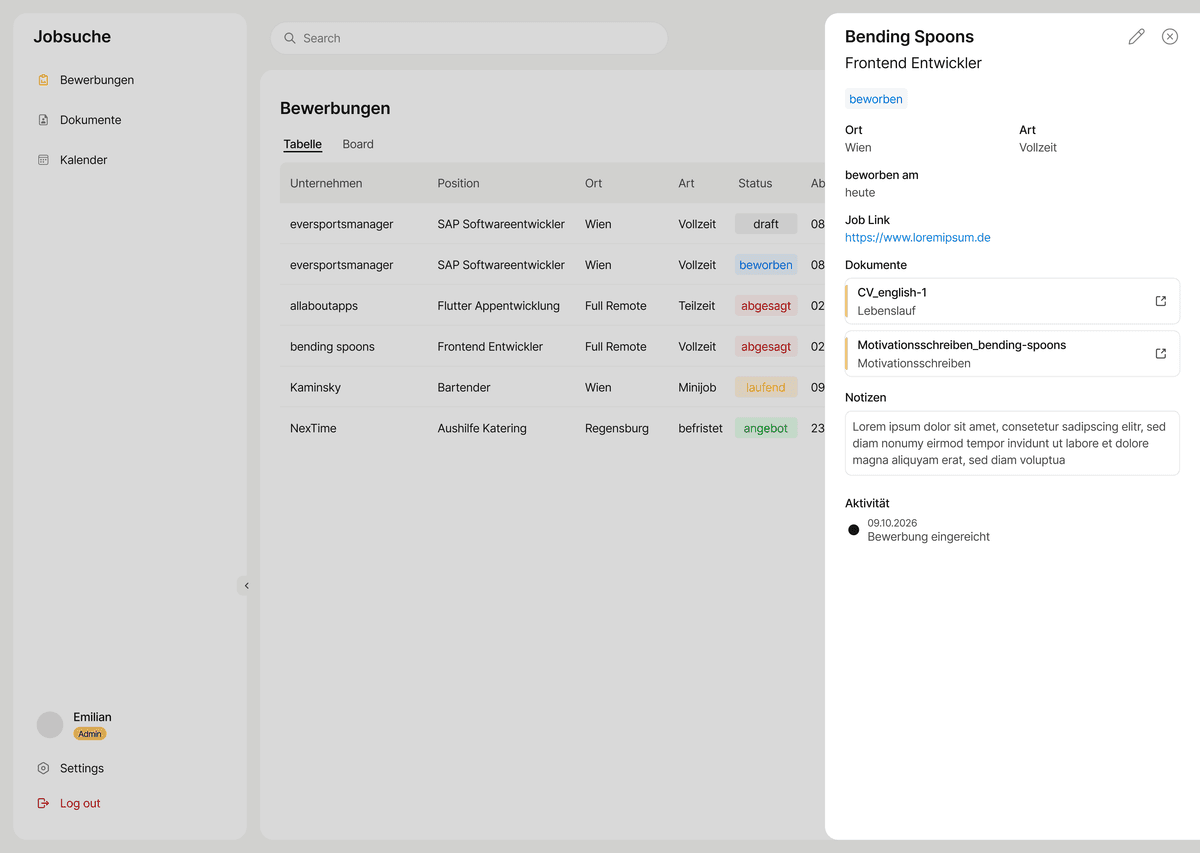 JobTracker screen 3