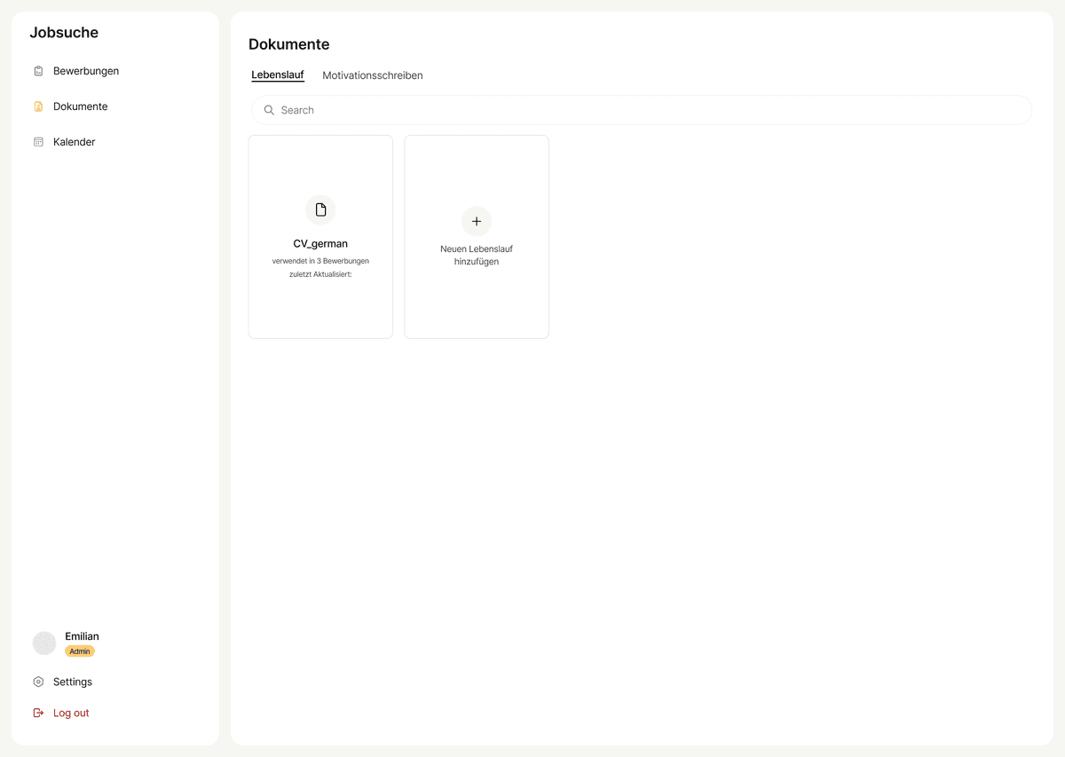 JobTracker screen 6